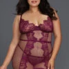 Dreamgirl Plus Size Purple Fishnet And Lace Chemise 2 Dreamgirl Plus Size Purple Fishnet And Lace Chemise -ThreeWishes Store D11870X Mulberry Front 15206
