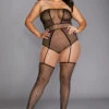 Dreamgirl Plus Size Geo Net Garter Teddy 2 Dreamgirl Plus Size Geo Net Garter Teddy -ThreeWishes Store DG0355X Black Front