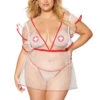 Dreamgirl Plus Size Nurse Nighty Bedroom Costume -ThreeWishes Store DG12916X White Red Front