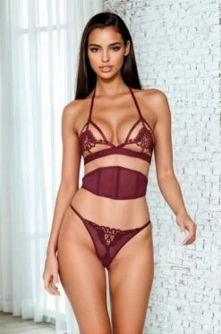 Dreamgirl Strappy Burgundy Lace Bra Set -ThreeWishes Store DG12926 Burgundy Front 6783f4c2 d84c 43d9 9c29 f89cdbbf56a8