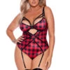 Plus Size Buffalo Plaid Teddy -ThreeWishes Store EM77173X buffalo plaid front