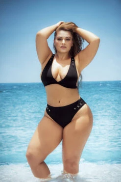 Plus Size Black Grommet Bikini -ThreeWishes Store EP6595X Black Front 05216 cba62b6e 432b 4cb2 90ea eb1b068e3ecc