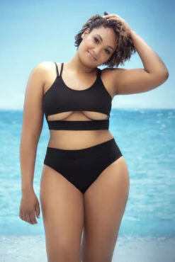 Plus Size Underboob Tank Bikini 8 Plus Size Underboob Tank Bikini -ThreeWishes Store EP6604X Black Front2 75500