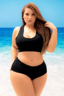 Plus Size Sporty Two Piece 11 Plus Size Sporty Two Piece -ThreeWishes Store EP6616X Black Front 84564 6c75c553 4af7 44e0 bca1 e8f29998c8b4