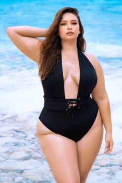 Plus Size Deep Plunge Monokini