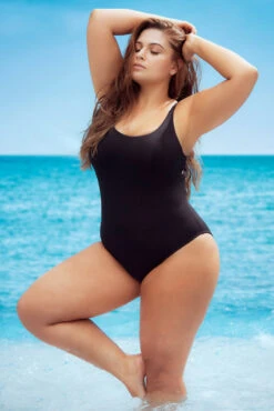 Plus Size Basic Black One Piece -ThreeWishes Store EP6811X Black Front 60702 3dbb0176 9b91 46c4 be3a dbc7ca4a3d60