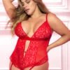 Plus Size Racy Ruffled Lace Heart Teddy 1 Plus Size Racy Ruffled Lace Heart Teddy -ThreeWishes Store EP8568X Red Front 65052