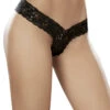 Sexy Lace Thong -ThreeWishes Store EP93 Black Front 90892