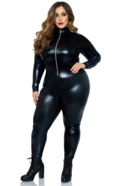 LEG AVENUE Plus Size Wet Look Bodysuit -ThreeWishes Store LA85047X 03 001 44067 76e2e07c 2bfe 4a7f 851b 630fba6f92b7