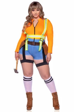 LEG AVENUE Plus Size Nailed It Construction Worker Costume -ThreeWishes Store LA87108X multicolor front 3