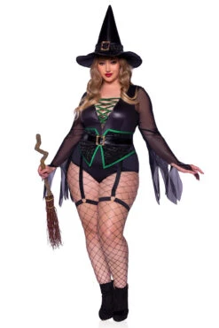LEG AVENUE Plus Size Broomstick Babe Costume -ThreeWishes Store LA87148X Black Front 1