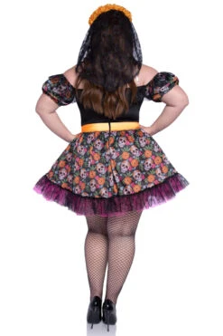 LEG AVENUE Plus Size Marigold Catrina Costume -ThreeWishes Store LA87153X Multicolor Back 1