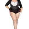LEG AVENUE Plus Size Pretty Puppet Costume -ThreeWishes Store LA87154X black white front