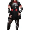 MUSIC LEGS Plus Size Day Of The Dead Halloween Costume -ThreeWishes Store ML71144Q as shown front