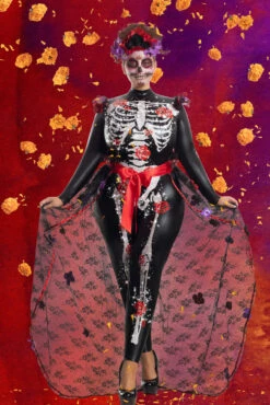 Plus Size Rosas Day Of The Dead Costume -ThreeWishes Store PK2053XL Editorial w. background 72226