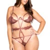 Plus Size Multiple Cutout Eyelash Lace Teddy -ThreeWishes Store RLI321Q 44173