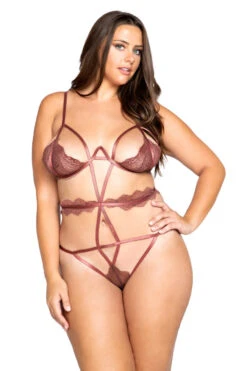 Plus Size Multiple Cutout Eyelash Lace Teddy