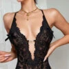 Plus Size Low Cut All Lace Teddy 2 Plus Size Low Cut All Lace Teddy -ThreeWishes Store SI Q LH019 black front e v2