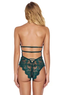 Seductive Scalloped Lace Teddy Lingerie 38 Seductive Scalloped Lace Teddy Lingerie -ThreeWishes Store SI Q LH028 green back