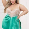 Plus Size Touch Of Glamour Babydoll -ThreeWishes Store ST11468X Green Gold Front