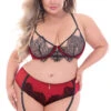 Plus Size Forever Yours Bra Set -ThreeWishes Store STM11155X RED F 63909