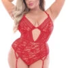 Plus Size Garden Of Eden Floral Teddy 2 Plus Size Garden Of Eden Floral Teddy -ThreeWishes Store STM11180X RED F 25329