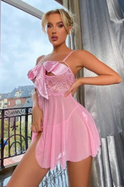Plus Size Busty Bows Lingerie Babydoll 24 Plus Size Busty Bows Lingerie Babydoll -ThreeWishes Store W4153 pink front 2 171e15bc eba0 42ce a232 419f13a5c94c