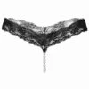 Lace Pearl Crotch Thong -ThreeWishes Store WF1 2142 black front