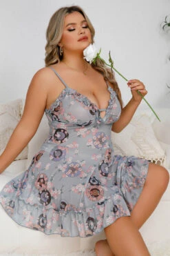 Plus Size Spring Day Chemise -ThreeWishes Store WF5 91240 as shown front 3