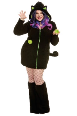 Dreamgirl Plus Size Fuzzy Black Cat Costume