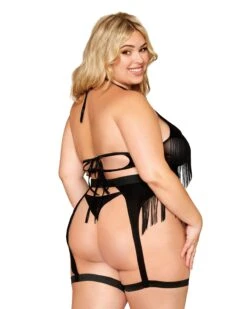 Dreamgirl Plus Size Ride 'Em Cowgirl Bedroom Costume -ThreeWishes Store dreamgirl plus size western themed faux leather bralette and garter belt bedroom costume set with fringe details garter set dreamgirl 424157