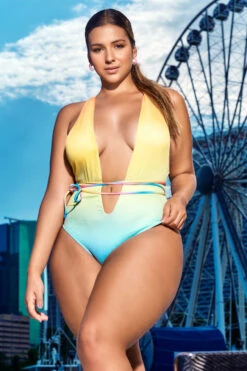Plus Size Miami Sunset Monokini -ThreeWishes Store ep6687x 20miami 20sunset 20front