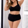 Plus Size Lounge Around Pajama Set -ThreeWishes Store ep7389x black front