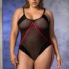 Plus Size Push The Limits Garter Teddy -ThreeWishes Store ep8627x black front