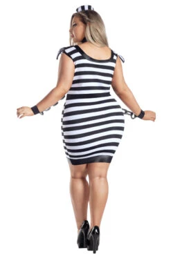 Plus Size Jail Bird Babe Costume -ThreeWishes Store s2147x plus jail bird babe back