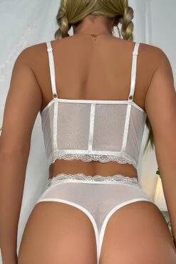 Pretty Patterned Bralette Set -ThreeWishes Store w8878 white back